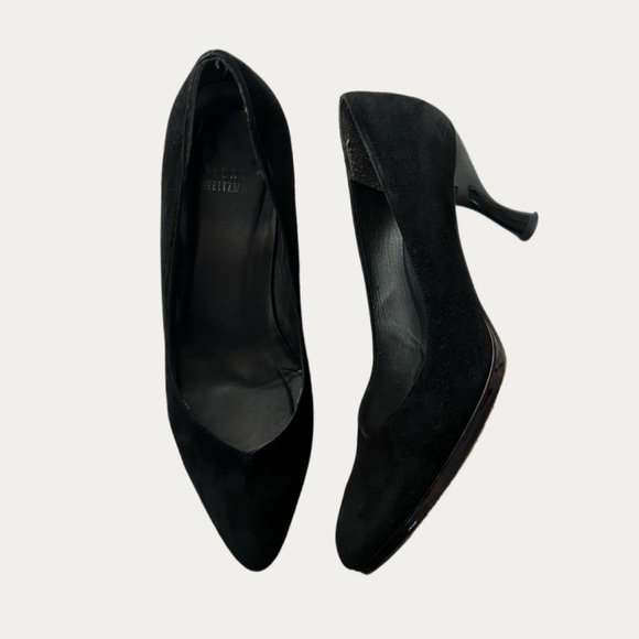 Vintage Stuart Weitzman Black Suede Pumps Size 7 - Picture 1 of 7